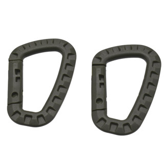 คาราบิเนอร์พลาสติก 2 ชิ้น สีเขียว　PLASTIC CARABINER D RING 2PCS OLIVE DRAB