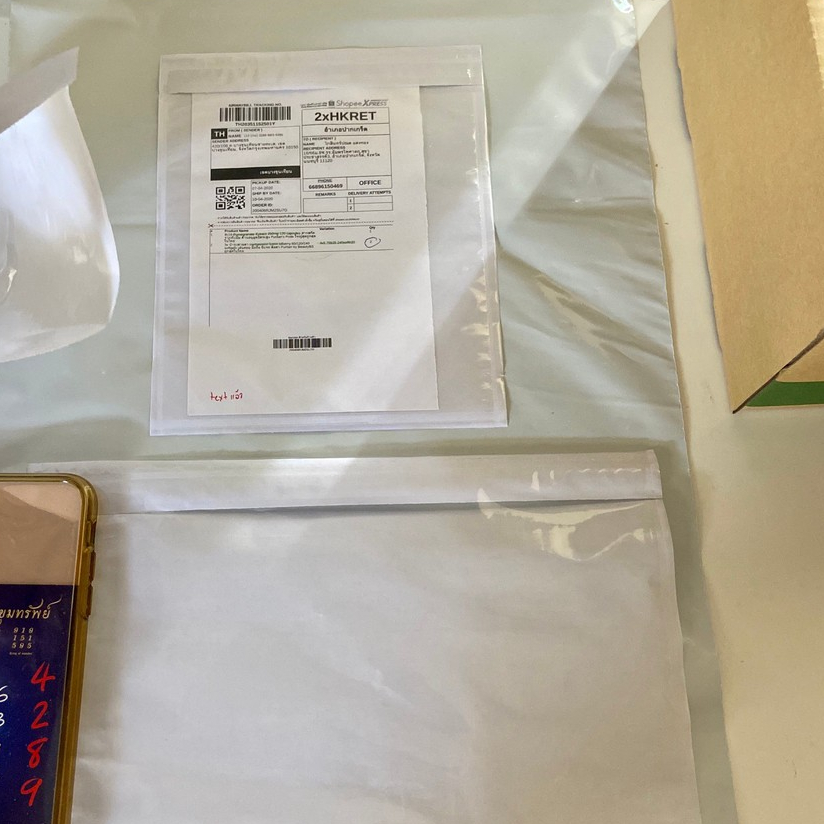 ภาพหน้าปกสินค้าซองใสหลังกาว 100 ใบ P1-2 14.5/17cm ซองติดกล่อง ซองติดถุงไปรษณีย์ Clear Plastic Blank Side Loading Packing List Envelope
