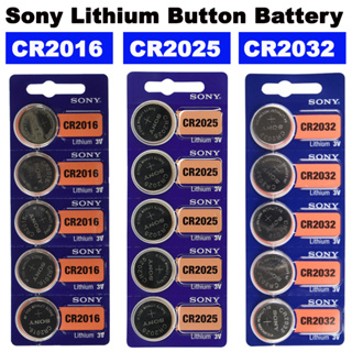 ถ่านกระดุม SONY CR2016  CR2025  CR2032 Lithium Battery 3V Button Battery Watch Car Key Coin Cell Batteries.1แผง/5ก้อน