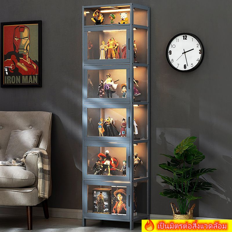 หน้าบานใสอะครีลิค-ตู้หนังสือ-ชั้นวางของ-4ชั้น-ตู้โชว์อะคริลิคใส-display-cabinet