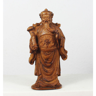 รูปเหมือนเทพจีน นามว่า ลก หมายถึง บุญ  ,  วาสนา  ,   อำนาจ  ,  และเกียรติยศ   แกะจากไม้สักทอง สูง  9.5   ซม.
