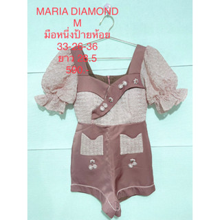 จั๊มสูทขาสั้น สีชมพูตุ่น MARIA DIAMOND SIZE M มือหนึ่งป้ายห้อย