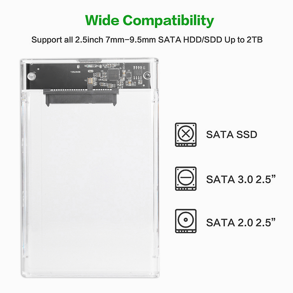ภาพสินค้าActual  HDD Case SSD Enclosure 2.5inch ฮาร์ดไดรฟ์ USB 3.0 แบบใส รองรับโปรโตคอล UASP สําหรับ 7-9.5 มม. ขนาด 2.5 นิ้ว จากร้าน actual_official_shop บน Shopee ภาพที่ 3