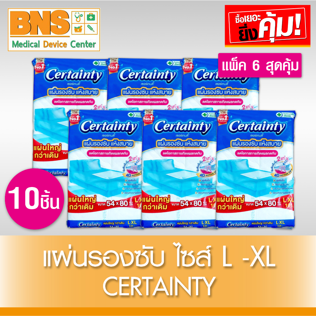 ส่งเร็ว !! Certainty เซอร์เทนตี้ แผ่นรองซับ ขนาด 54x80 CM. (10ชิ้น/ห่อ ...