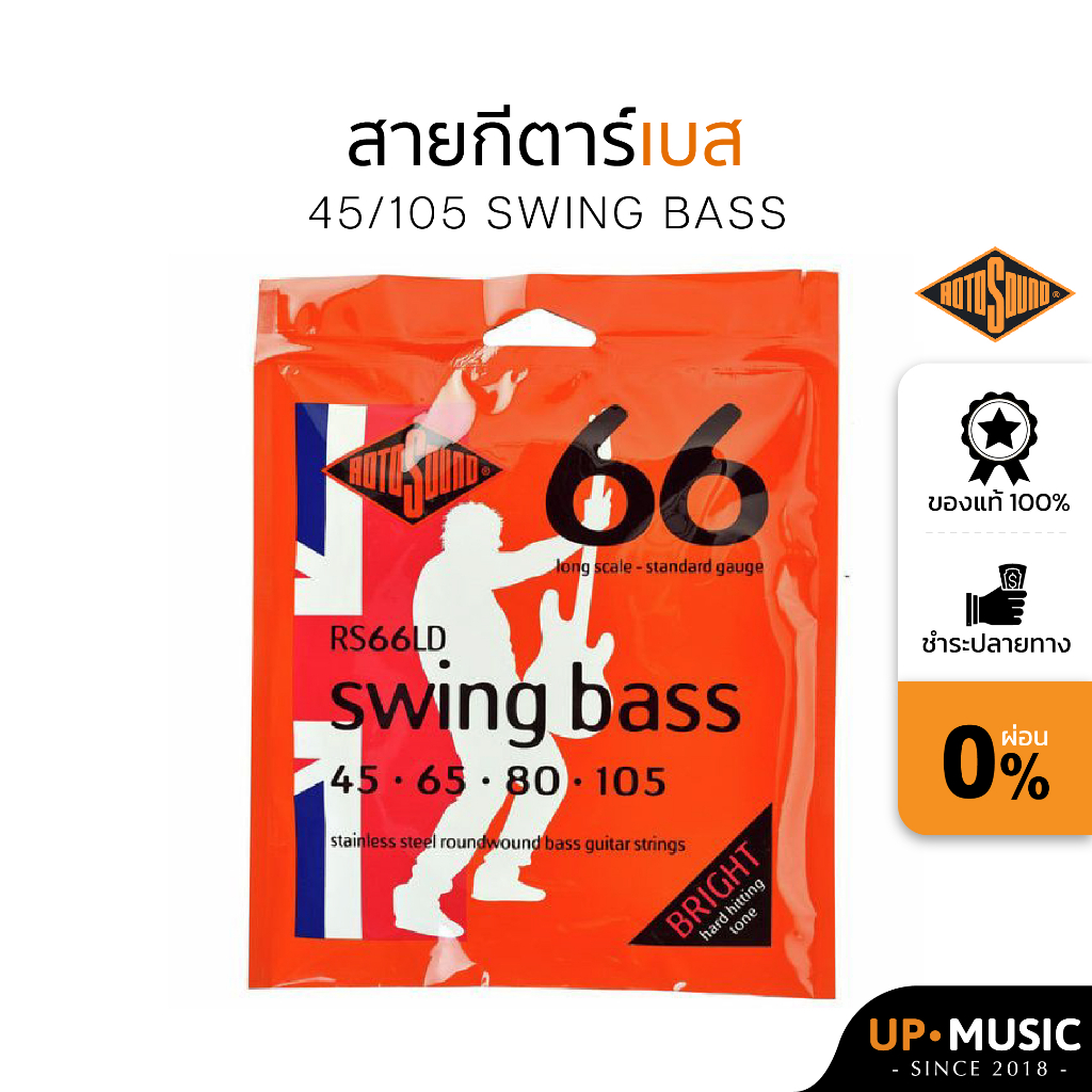 Corde Per Basso Rotosound Swing 66 - Set 6 Corde Acciaio, Calibro 35-130, Made In UK
