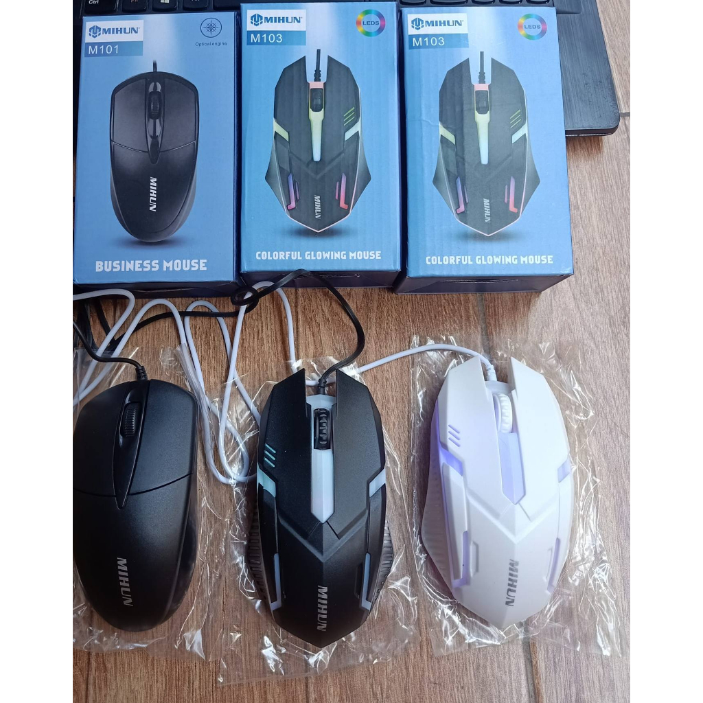 ส่งจากไทย-mouse-เม้าส์มีสาย-usb-mouse-mihun-m101-m103-เมาส์สาย-optical-mouse-colorful-glowing-mouse-business-mouse