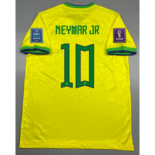 เสื้อบอล แฟนบอล ทีมชาติ บราซิล เหย้า บอลโลก 2022 Brazil Home พร้อมเบอร์ชื่อ 10 NEYMAR JR อาร์ม ฟุตบอลโลก World Cup 2022