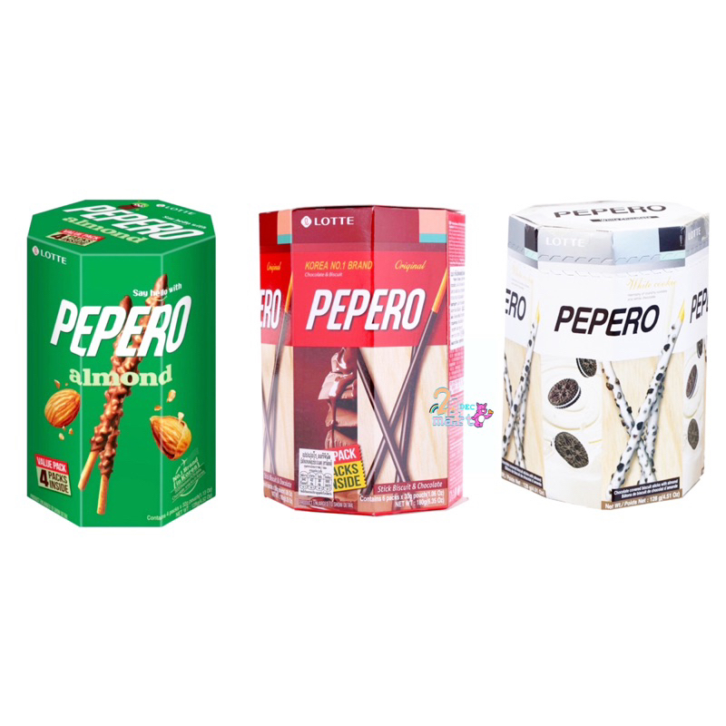 lotte-pepero-128g-กล่อง-8-เหลี่ยม-almond-white-chocolate-cookie-original