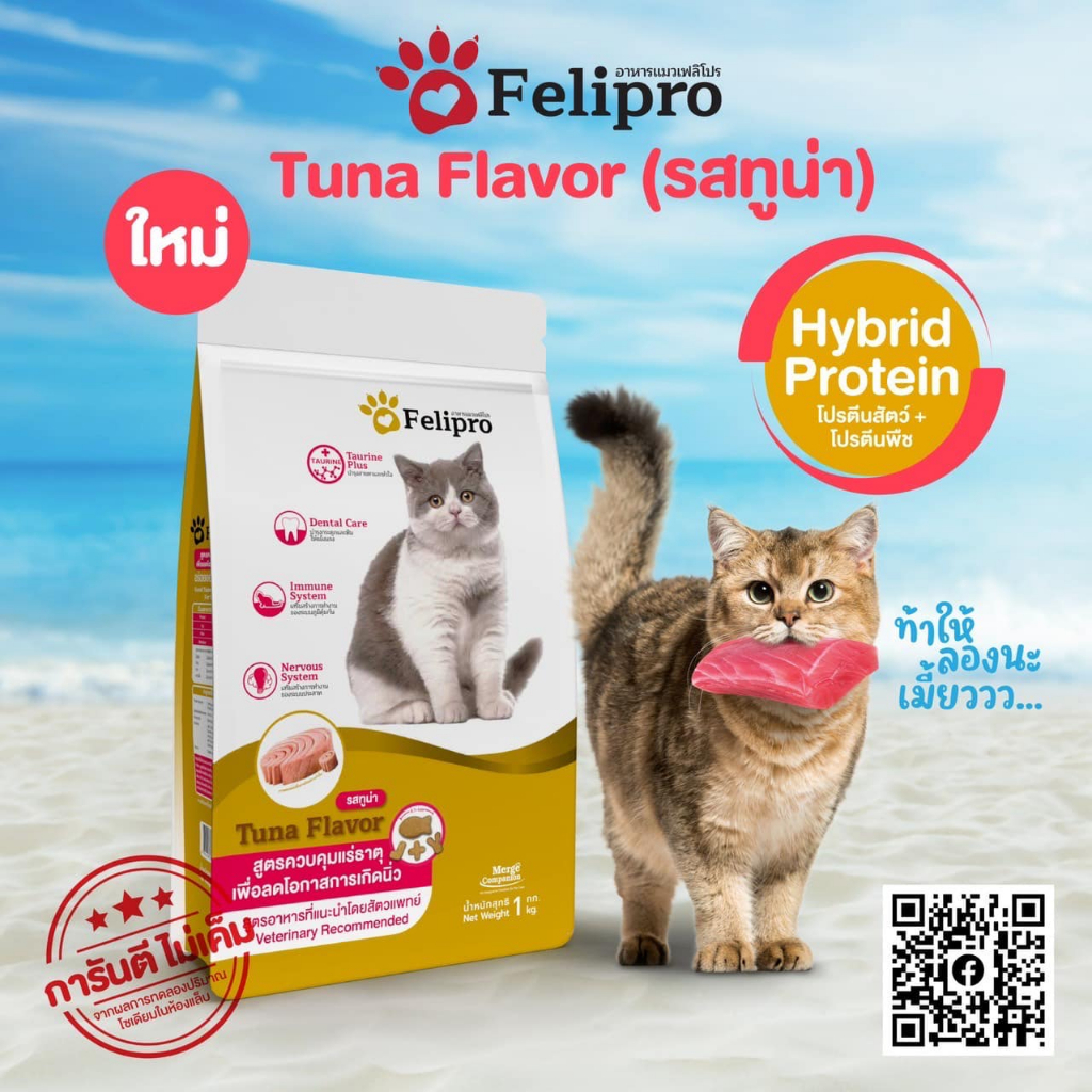 Felipro เฟลิโปร อาหารแมว รสทูน่า สูตรควบคุมปริมาณเกลือแร่ ลดโอกาสการ ...