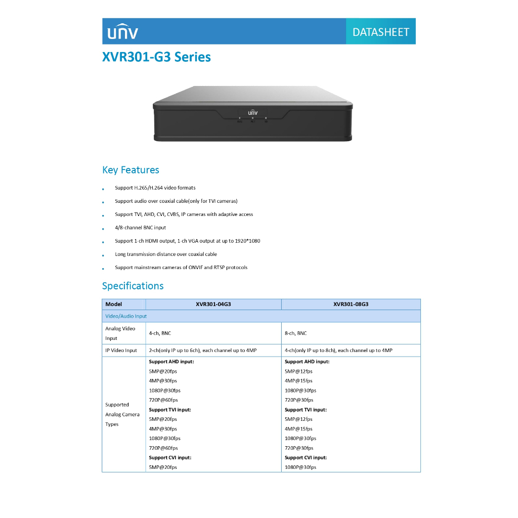 uniview-ชุดกล้องวงจรปิด-xvr301-08g3-uac-t115-f28-w-uac-t115-f40-w-จำนวน-8-ตัว-แบบเลือกซื้อ