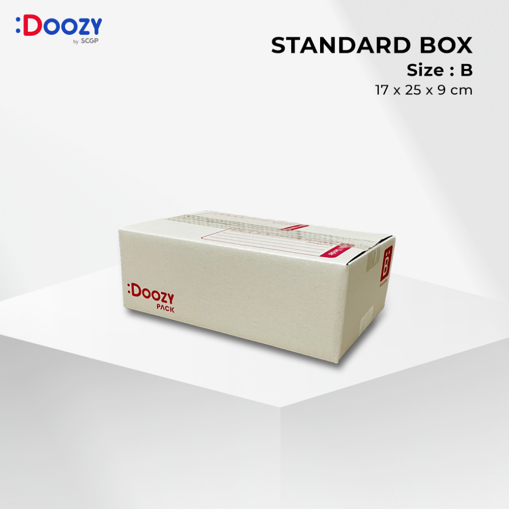 กล่องไปรษณีย์-ขนาด-b-ข-17x25x9-ซม-แพ็ค-20-ใบ-กล่องพัสดุ-กล่องฝาชน-doozy-pack-ถูกที่สุด