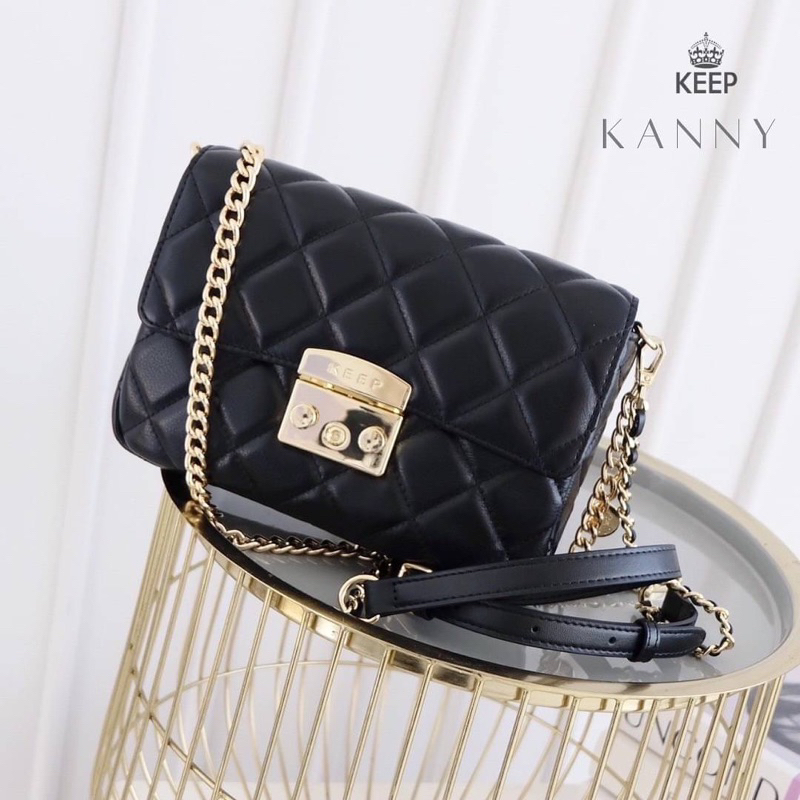 รับหิ้วของแท้จากshop-กระเป๋าสะพายข้าง-keep-bag-รุ่น-kandy-chain-bag-หนังแท้ทั้งใบ