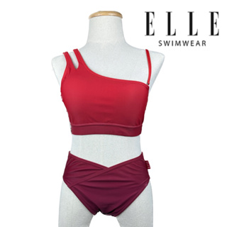 ชุดว่ายน้ำยี่ห้อ Elle แท้ 2ชิ้น bikini ไล่เฉดสีแดง กัน UV ราคาเต็ม 2,xxx ผ้าหนาอย่างดี มีฟองน้ำซับใน