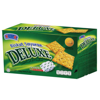 KERK เคิร์ก ขนมปังกรอบ โรยด้วยผัก 120 กรัม เว็จเทเบิล ดีลักซ์ แครกเกอร์ Kerk Deluxe Vegetable Crackers