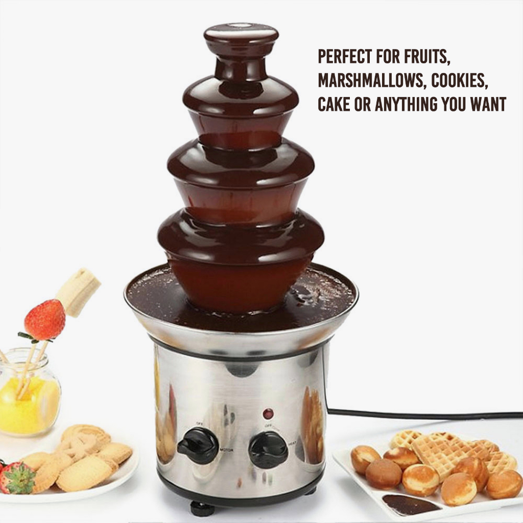 4 Tiers Chocolate Fountain Waterfall Melting Machine 220V Stainless ...