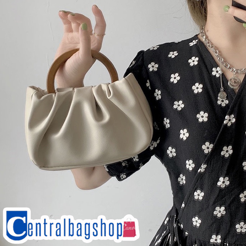 centralbagshop-c1795-กระเป๋าหนังถือใบเล็ก-หูถือเป็นไม้-มีสายสะพายยาวให้