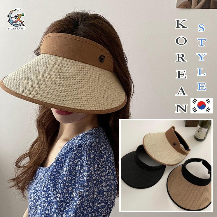 05t10-หมวกสาน-visor-ปีกกว้าง-สไตล์เกาหลี-หมวกสานกันแดด-หมวกตีกอล์ฟ-สวย-เรียบหรู-ดูดี-มีสไตล์-สินค้าพร้อมส่ง