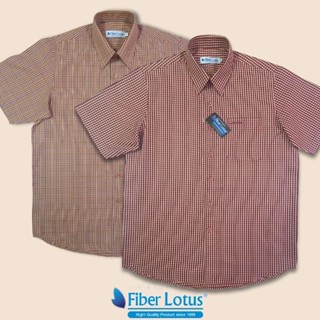 Fiber Lotus เสื้อเชิ๊ต ลายสก๊อต แดงลายเล็ก