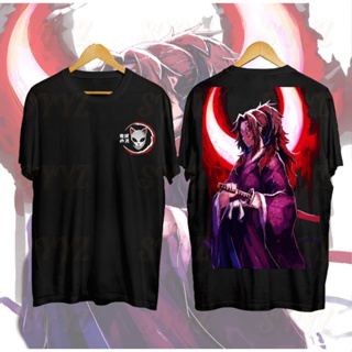 Demon Slayer เสื้อยืด Anime Kochou Shinobu ผ้าฝ้ายขนาดใหญ่เสื้อยืดคอกลม Unisex ยอดนิยม