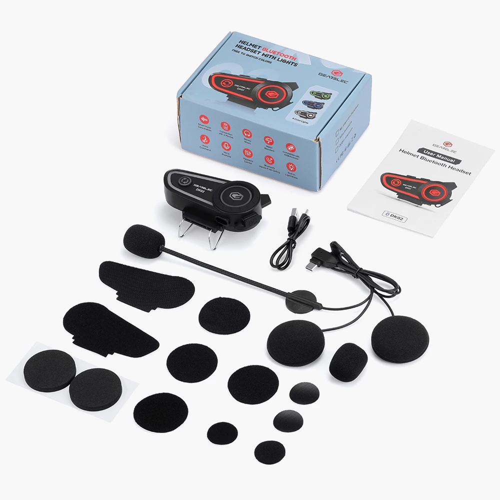 GEARELEC DK02 หมวกกันน็อคบลูทูธ อินเตอร์คอม บลูทูธ5.2 แฮนด์ฟรีIPX7 กันน้ํา 2800mah ชุดหูฟังหมวกกันน็อค สำหรับหมวกกันน็อค
