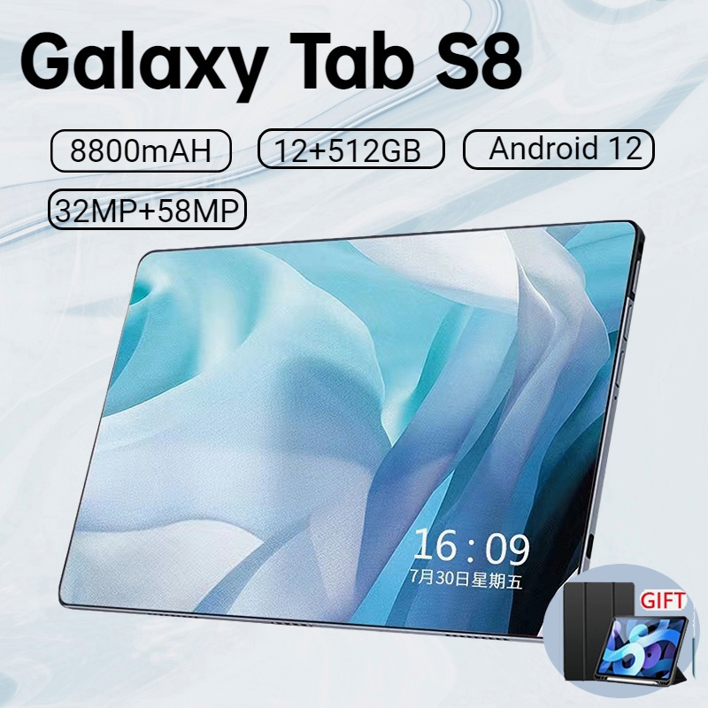 ภาพหน้าปกสินค้ารับประกัน 1ปี   tab S8 แท็บเล็ต 10.8นิ้ว หน้าจอ12GB+512GB 8800mAh Android 11 รองรับ จากร้าน maccomall2 บน Shopee