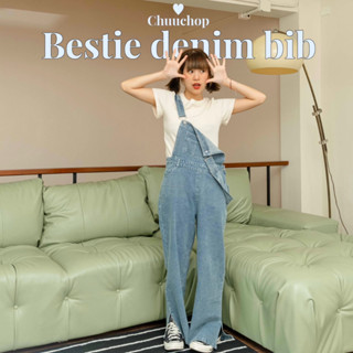 chuuchop_พร้อมส่ง(C7925)🧸🫧Bestie denim bib ชุดเอี๊ยมกางเกงยีนส์ขายาว