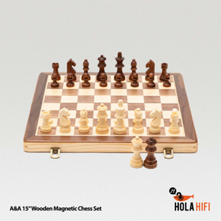 A&A 15” Wooden Magnetic Chess Set [Walnut] ชุดกระดานหมากรุก พับเก็บได้ ระบบแม่เหล็ก