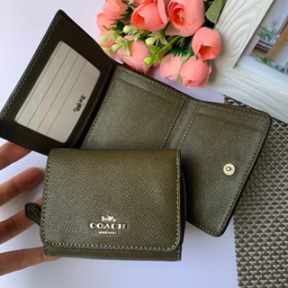 🎀 (สด-ผ่อน) กระเป๋าสตางค์ 3 พับเล็ก สีเขียว 37968 SMALL TRIFOLD WALLET อะไหล่เงิน F37968