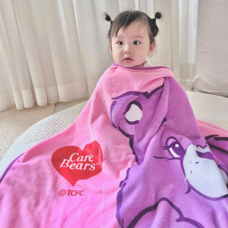 พร้อมส่ง-carebears-blanket-ผ้าห่มแคร์แบร์-นำเข้าจากเกาหลีแท้100