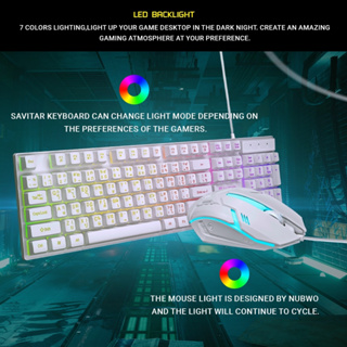 ภาพขนาดย่อของภาพหน้าปกสินค้าNUBWO Savitar NKM-623 Keyboard Mouse Combo คีบอร์ดมีไฟ เมาส์มีไฟ ประกันศูนย์ 1 ปี จากร้าน jone029 บน Shopee ภาพที่ 7