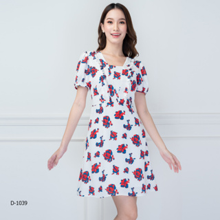 AMILA Dress AM-D1039 พีชสกิน แขนสั้น IGPU22-8