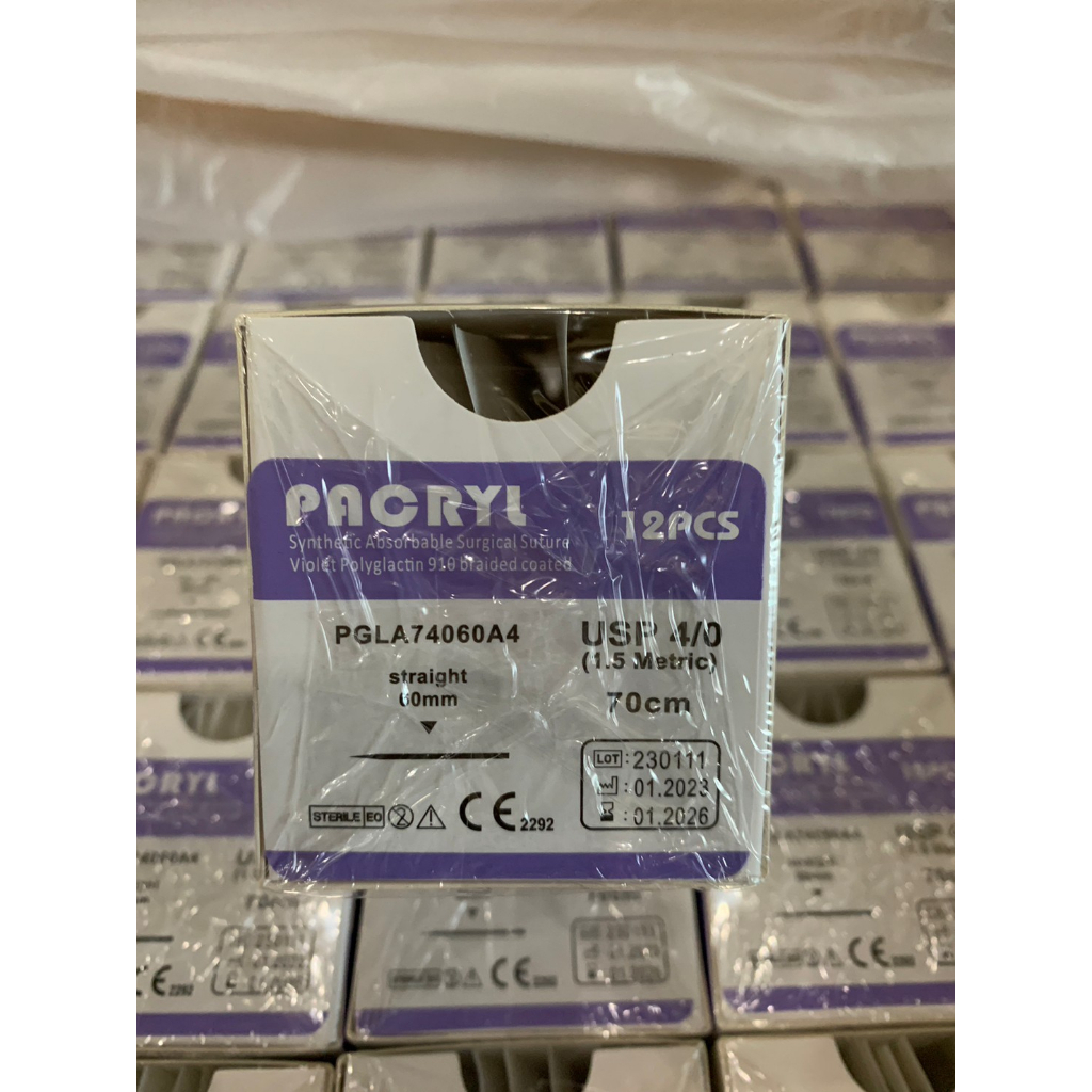 Suture ไหมเย็บแผล PACRYL (Polyglactin 910) Vicryl เข็มตรง 4/0 60mm ...