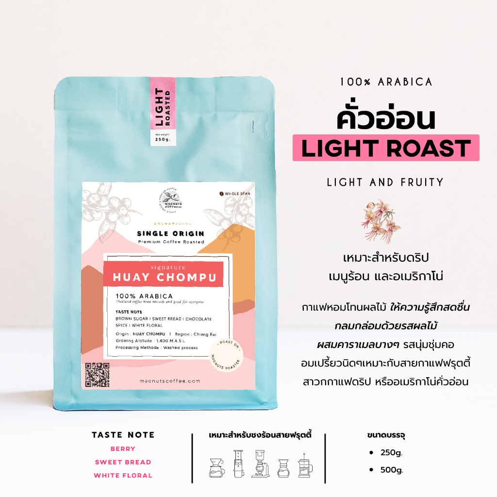 Macnuts Roasters เมล็ดกาแฟ Huay Chompu Single Origin Arabica 100% หอม ...