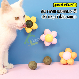 แคทนิปบอล Catnip แคทนิป รูปดอกไม้ บอลแคทนิป มีฝาปิด พกพาสะดวก ของเล่นแมวเลีย หมุน 360 องศา ลูกบอลกัญชาแมว คลายเครียดเเมว