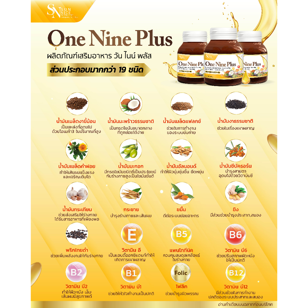 One Nine Plus Dietary Supplement Product / 2กระปุก120เม็ดทานได้4เดือน ...