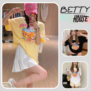 Betty House🎀เสื้อยืดหลวม🍒เสื้อยืดผู้หญิง สไตล์สาวหวาน ผ้านิ่ม ใส่สบาย มี 3 สี🌟พร้อมส่ง 💥พร้อมส่งจากกทม มาถึงใน 3-5 วัน