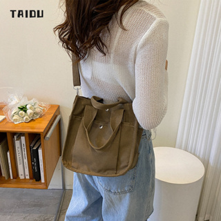 TAIDU กระเป๋าแมสเซนเจอร์แบบเรียบง่ายของญี่ปุ่น กระเป๋าผ้าใบธรรมดา นักเรียน แมตช์แบบสบาย ๆ