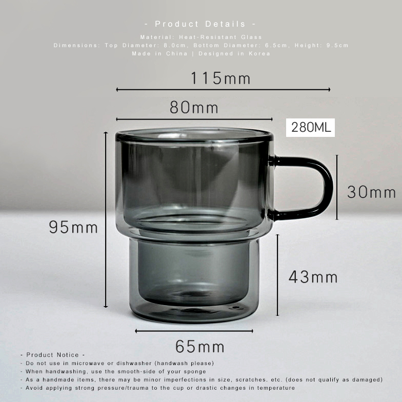 hand-made-stackable-double-walls-glass-mug-280ml-designed-in-korea-แก้วสองชั้น-แก้วกาแฟ