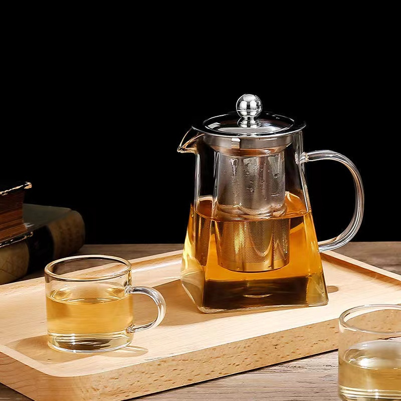 พร้อมจัดส่ง-แก้วกาชงชา-ตัวกรองสแตนเลส-ก้นออกแบบเป็นเหลี่ยม-แก้วกาน้ำชากาน้ำชาสแตนเลสกรอง-ที่ชงชา