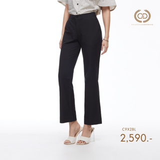C&amp;D กางเกงขาวยาว กาง﻿เ﻿กงผู้หญิง Linen Pants ทรง Basic Pants ขายาว ทรงกระบอก เนื้อผ้าลินินพรีเมี่ยม สีดำ (C9X2BL)