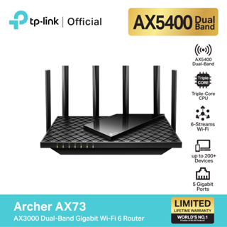 TP-Link Archer AX73 เราเตอร์ AX5400 Dual-Band Gigabit Wi-Fi 6 CPU Triple-Core 1.5 GHz 6 เสาสัญญาณ