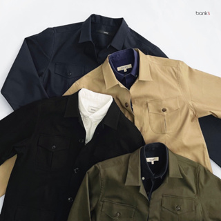 bank’s New Safari Jacket features 4 patch pocket Now available in 4 Colors