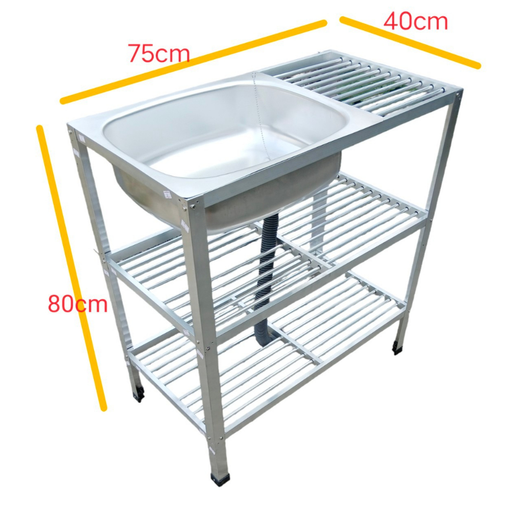 art-aluminium-อ่างล้างจาน-ซิงค์ล้างจาน-1-หลุม-3-ชั้น-พร้อมที่คว่ำจาน-ชั้นเสียบคว่ำจานให้แห้ง-ขนาด-75-x-40-x-80-ซม