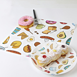 ิBoxjourney กระดาษรองอาหารลาย Breakfast ขนาด 12x12 นิ้ว (100 ชิ้น/แพ็ค)