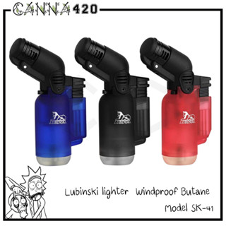 ไฟแช็ค LUBINSKI Lighter Windproof Butane Big Single Torch Jet Blue Lighter for Cooking BBQ Or เติม ไฟแชก SK-41