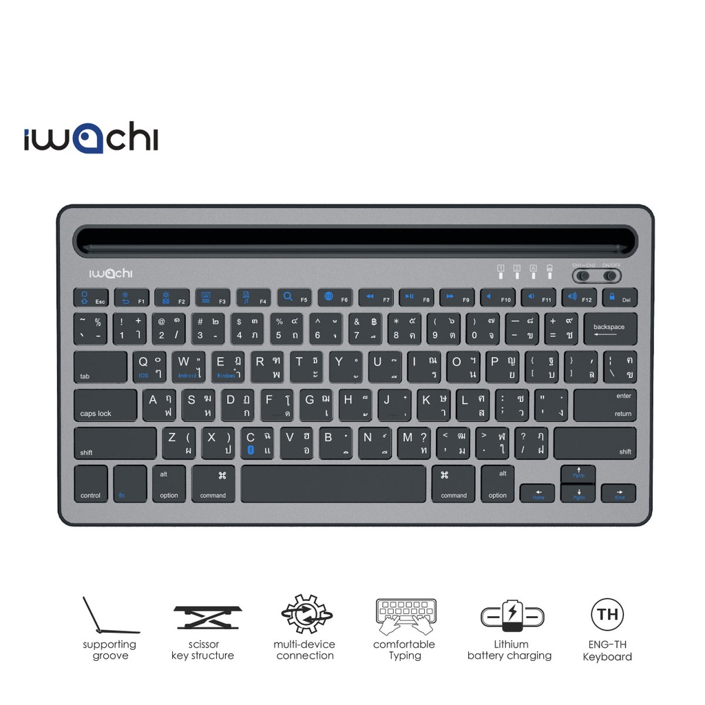 รับประกัน-1-ปี-iwachi-คีย์บอร์ดไร้สาย-k4-bluetooth-keyboard-คีย์บอร์ดบลูทูธไร้สายพกพา-ใช้งานกับแท็ปเล็ตและมือถือ