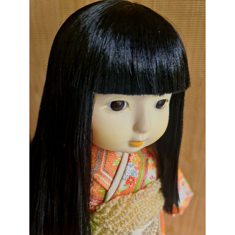 ตุ๊กตาอิจิมัทสึดอลล์-ขนาด18นิ้ว-เนื้อยาง-สภาพดี-ชุดผ้าไหมแท้โทนสีส้ม-ichimatsu-doll-18-inch-made-in-japan-พร้อมส่งมาก