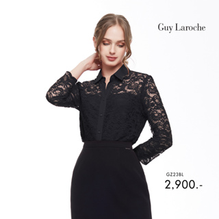 Guy Laroche เสื้อผู้หญิง เสื้อเชิ้ตผู้หญิง  เสื้อลูกไม้ สีดำ แขนยาว (GZ23BL)
