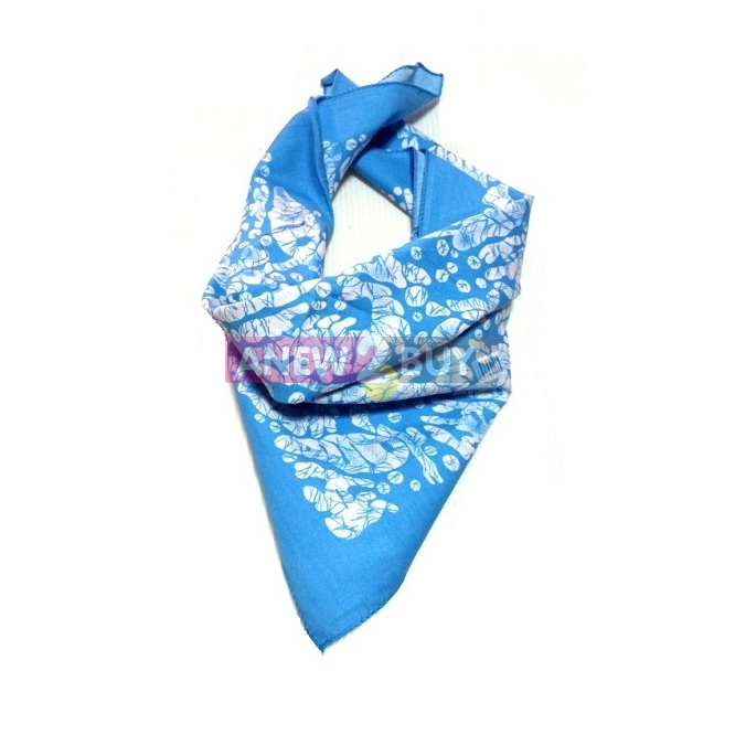 ผ้าลายบาติก-ก้นหอย-สีฟ้าน้ำทะเล-ใช้โพกหัวหรือพันคอได้-blue-ocean-bandana-scarf