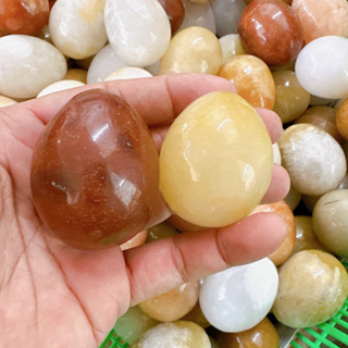 หิน ไข่หิน หินแท้ หินนวดธรรมชาติสปาหินรูปไข่ หินสีเหลือง ขาว น้ำตาล ดำ